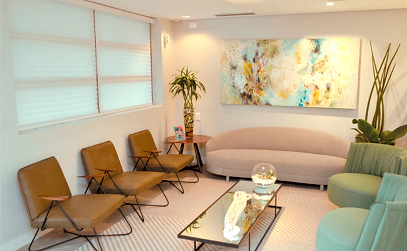 Sala de espera da Fertility, no Jardim Paulista, em São Paulo.